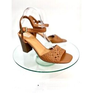 Nine West Tinsley Heel Sandal Brown Woven Faux Leather
